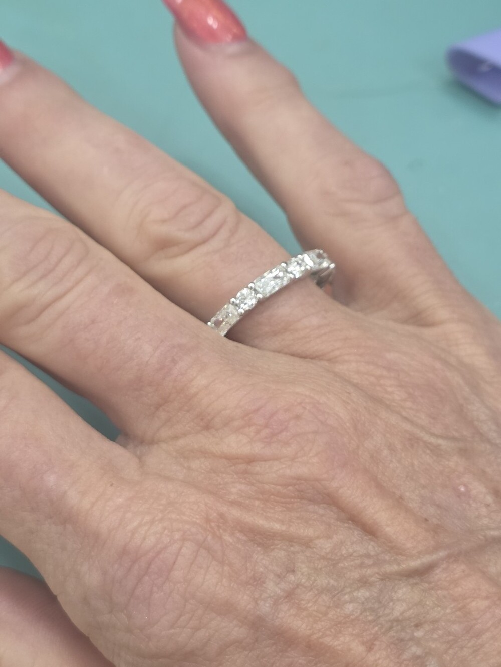 2.1 Ct Moissanite Eternity Band Size 8, New
